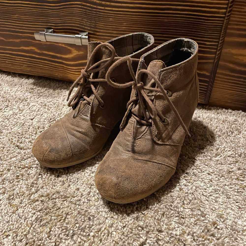 Brown Wedge Booties